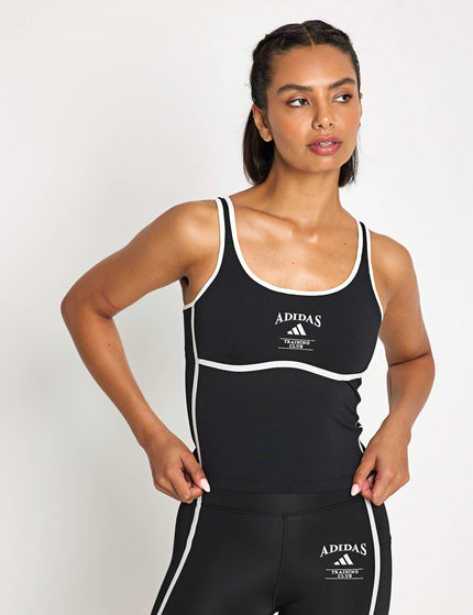 adidas Heritage Tank Top With Integrated Low Support Bra - Black/Chalk Whiteimage1- The Sports Edit