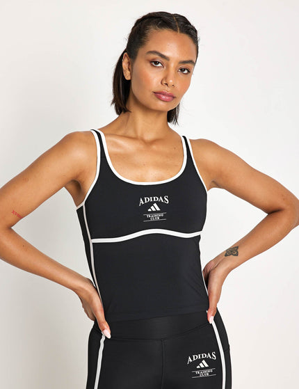 adidas Heritage Tank Top With Integrated Low Support Bra - Black/Chalk Whiteimage3- The Sports Edit