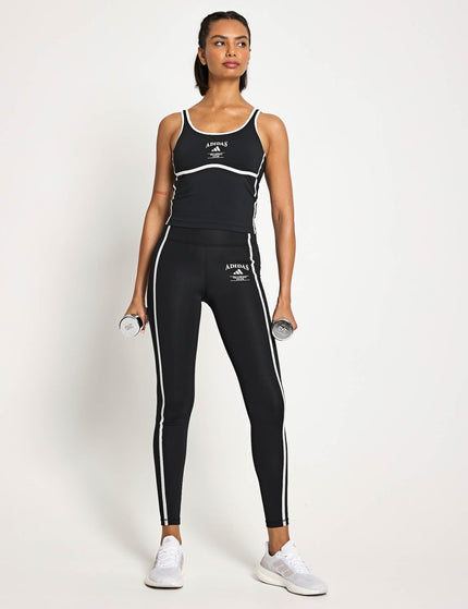adidas Heritage Tank Top With Integrated Low Support Bra - Black/Chalk Whiteimage5- The Sports Edit