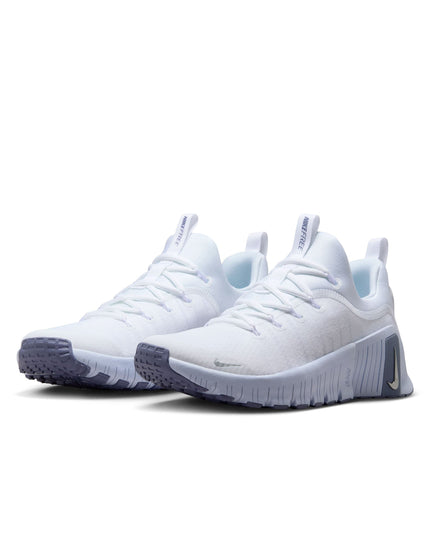 Nike Free Metcon 6 Shoes - White/Metallic Silver/Half Blueimage2- The Sports Edit